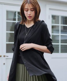 Tiaclasse 【新色追加・洗える】麻調パーカーチュニックブラウス