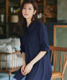 Tiaclasse 【新色追加・洗える】麻調パーカーチュニックブラウス