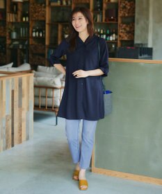 Tiaclasse 【新色追加・洗える】麻調パーカーチュニックブラウス