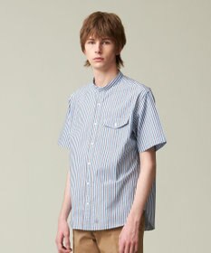 J.PRESS MEN 【クールマックス】サッカー マルチストライプ バンドカラーシャツ