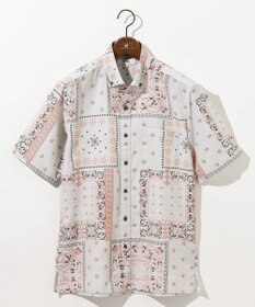 JOSEPH ABBOUD 【キングサイズ・サスティナブル素材】コットンリヨセルリネンバンダナプリント シャツ