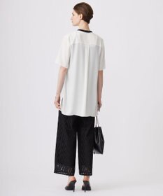 ICB 【洗える】 ヘリンボーンエンブロイダリー ワイドストレートパンツ