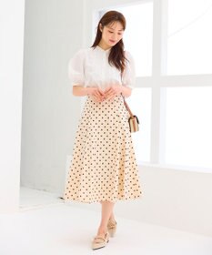 Feroux 【洗える】パールボタン付きフレア スカート