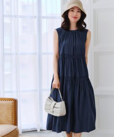 Tiaclasse 【洗える】後ろリボンシャーリングワンピース