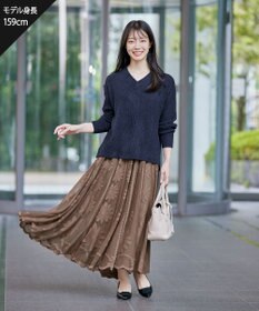 Tiaclasse L 【洗える】Vネック起毛ニットトップス