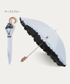 MOONBAT 【WEB限定/遮光率100%/遮熱/UV】POLO RALPH LAUREN（ポロ ラルフローレン）晴雨兼用日傘 ワンポイント ポロベア刺繍 フリル 長傘