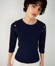 GRACE CONTINENTAL メタル釦リブニットトップ