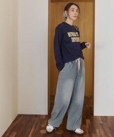 WEGO 【ANGIE VINTAGE】GILDAN カレッジロゴ オーバーサイズ プリント ロンT