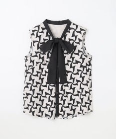 GRACE CONTINENTAL リボンプリントノースリーブトップ