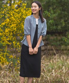 J.PRESS LADIES 【洗える】バイカラーギンガム&ストライプ ブラウス