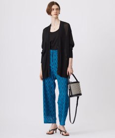 ICB 【洗える】 ヘリンボーンエンブロイダリー ワイドストレートパンツ