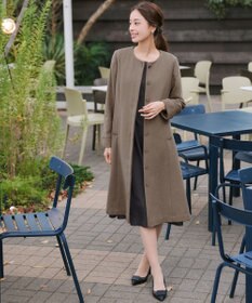 Tiaclasse 【ウール混】ノーカラーバックリボンウールコート