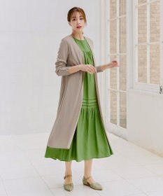 Tiaclasse 【洗える】ボタン付きロングリブカーディガン