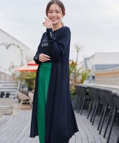 Tiaclasse 【洗える】ボタン付きロングリブカーディガン