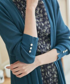 Tiaclasse 【洗える】ボタン付きロングリブカーディガン