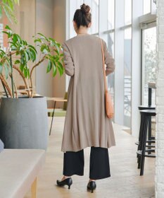 Tiaclasse 【洗える】ボタン付きロングリブカーディガン