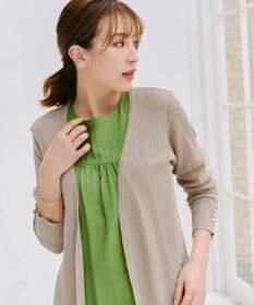 Tiaclasse 【洗える】ボタン付きロングリブカーディガン