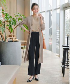 Tiaclasse 【洗える】ボタン付きロングリブカーディガン