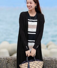 Tiaclasse 【洗える】ボタン付きロングリブカーディガン