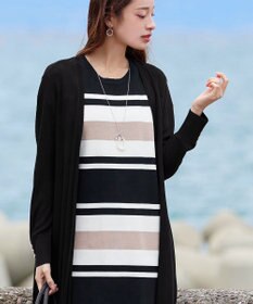 Tiaclasse 【洗える】ボタン付きロングリブカーディガン