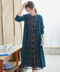 Tiaclasse 【洗える】ボタン付きロングリブカーディガン