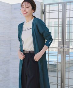 Tiaclasse 【洗える】ボタン付きロングリブカーディガン