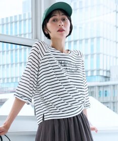 ANY シアークロップドプルオーバー オフ×ブラックボーダー