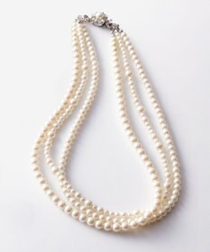 J.PRESS LADIES 【3way】3連パール ネックレス シルバー系