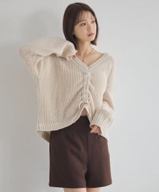 earth music&ecology フロントシャーリングニットプルオーバー