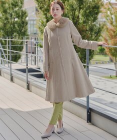 Tiaclasse 【ウール混】ノーカラーバックリボンウールコート