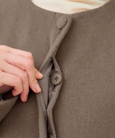 Tiaclasse 【ウール混】ノーカラーバックリボンウールコート