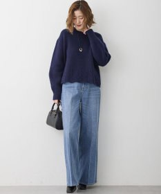 23区 L 【滝沢眞規子さん着用/洗える】レーシーヘムデザイン パフスリーブ ニット