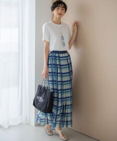 23区 【WEB&一部店舗限定/洗える】手書き風チェックプリント ギャザー スカート