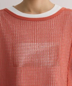 Green Parks 七分袖コットンメッシュラグラントップス