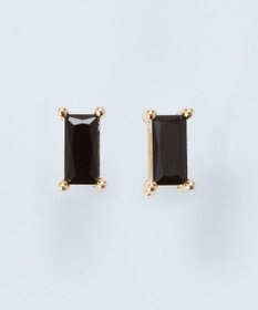 Phoebe シャインフレームレクタングルピアス　ブラック