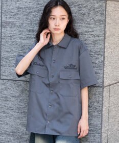 WEGO 【ユニセックス着用ITEM】刺繍ロゴツイルワークシャツ