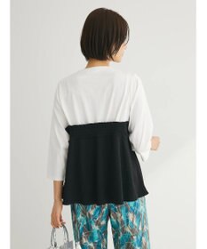 Green Parks ７分袖ビスチェドッキング風カットプルオーバー