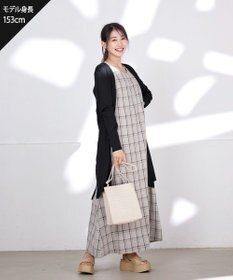 Tiaclasse 【洗える】バックリブプリーツ編みロングカーディガン