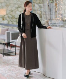 Tiaclasse L 【洗える】ベロアショートパーカー