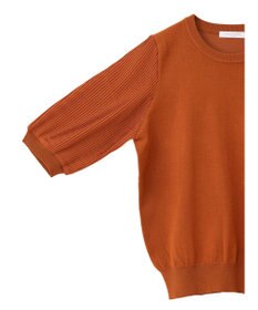 Green Parks 袖プリーツドッキング５分袖ニットプルオーバー