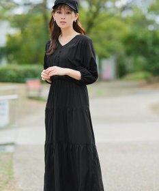 Tiaclasse 【2WAY・洗える】パフスリーブティアードマキシワンピース