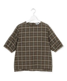 J.PRESS LADIES 【一枚で着映え】キュプラチェック  5分袖 ブラウス