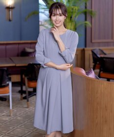 Tiaclasse L 【洗える】アシンメトリータックフレアワンピース