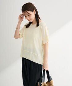 Green Parks シアーリブ切替楊柳プルオーバー