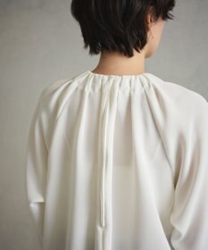 #Newans 【洗濯機可能】タックネックブラウス