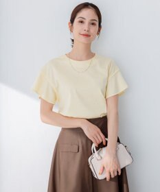 組曲 【洗える】シルケットポンチ フリルスリーブ カットソー