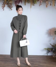 Tiaclasse 【洗える】大人上品なニットカーデ＋ワンピースセット