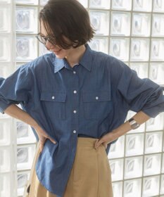 WEGO 【ANGIE VINTAGE】シアーデニムレギュラーカラーシャツ