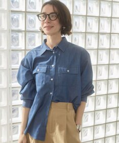 WEGO 【ANGIE VINTAGE】シアーデニムレギュラーカラーシャツ