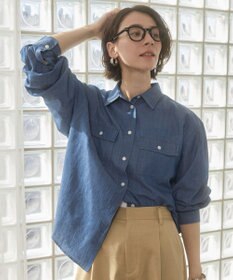 WEGO 【ANGIE VINTAGE】シアーデニムレギュラーカラーシャツ